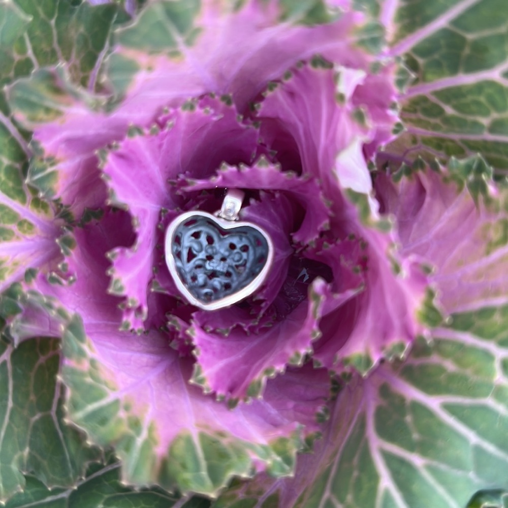 Sterling Silver Scroll Open Heart Small Charm Or … - image 2